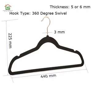 Hot Custom Anti Slip Notched Flocked Hangers Felt Velvet Hanger For Clothing thumbnail-3