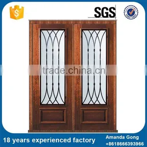 Modern Fashion Solid Flat Top Wrought Iron Double Swing Door thumbnail-4