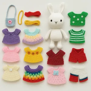 Crochet Bunny Doll Accessories for Kids Change Clothes Gift Toy thumbnail-1