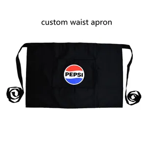 Custom Short Aprons With Embroidery Logo for Waiter Use thumbnail-2