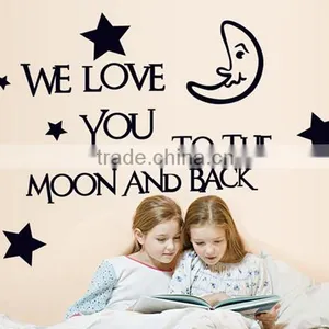 2016 We Love You To The Moon And Back Vinyl Wall Decal Sticker Decor Baby Boy Girl Nursery Bedroom Wholesale thumbnail-2