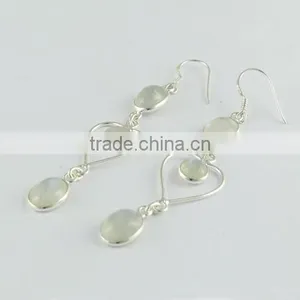 Rainbow Moon Stone Silver Earring, 925 Silver Jewellery, Handmade Silver Jewellery thumbnail-3