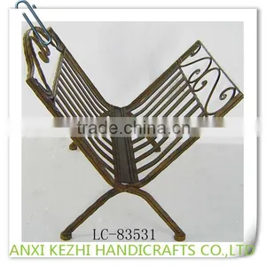 LC-83531 Antique Metal Iron Folding Magazine Rack thumbnail-1