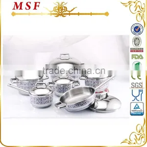 MSF Decal Flowers12pcs Stainless Steel Cookware Set With SS Lid MSF-3823 thumbnail-1