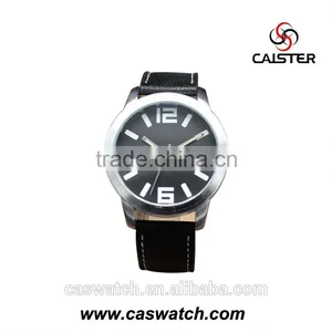 2016 Classic Simple Design Men's Watch With Large Face, Black Face Leather Watch, Sports Style Quality Water Resistant Watch thumbnail-1