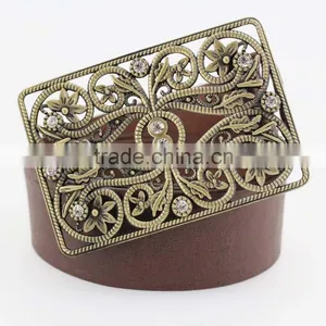 Hot Sale Vintage Style Women's Fashion PU Brand Belt With Shiny Rhinestone Square Shape Buckle thumbnail-4