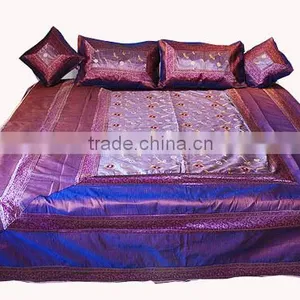Luxury Lovely Silk Embroidered Bedspread Bedsheets in India thumbnail-1