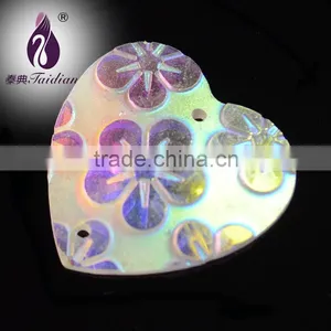 Jewelry Gemstone Beads ,20mm Sew On Rhinestone Heart Shape Rhinestone thumbnail-1