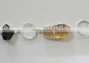 Citrine & Green Kyanite Dark Rough 925 Sterling Silver Bracelet, Designer Sterling Silver Jewelry, 925 Designer Jewelry thumbnail-1