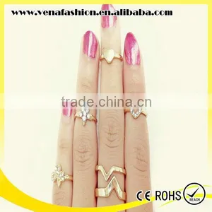 Japan Korea Star Style 6pcs Set Joint Gold Finger Ring thumbnail-2