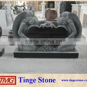 Carved Angel Granite Tombstone Double Heart Designs Quality Choice thumbnail-1