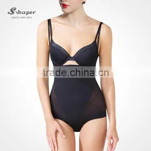 S-SHAPER OEM Seamless Shapewear Tulle Bodysuit Women Open Bust Bodysuits Open Button Slim Underwear For Party Adjustable Strap thumbnail-1