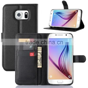 Factory Price Lichee Leather Pouch Wallet Case Folio Stand Cover for Samsung GALAXY S7 Plus thumbnail-1