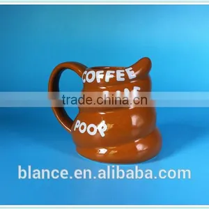 Poop Shape Coffee Mug in Shit Design Emoji Mug in Stock thumbnail-3