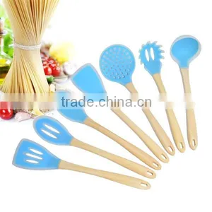 Silicone Kitchen Utensils With Wood Handle Of Cooking Utensils With FDA LFGB Certification thumbnail-1
