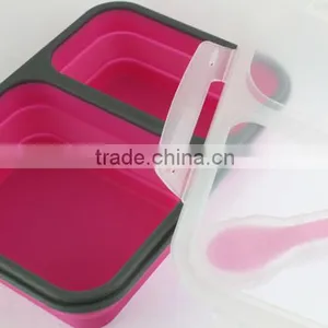 Silicone Container Combo With Spork 3 Components Collasible Lunch Box thumbnail-3