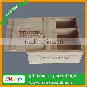 NEW MEDIUM SLIDE TOP WOOD STORAGE BOX SLIDING UNFINISHED PINE WOOD BOX 10''X8''X3'' thumbnail-1