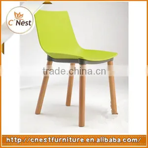 PP Plastic Seat Wooden Legs Dining Chair thumbnail-1