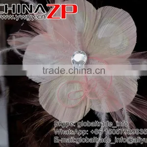 CHINAZP Wholeasale Top Selling Special Colors Dyed Turquoise Trimmed Short Peacock Feathers for Girls thumbnail-5