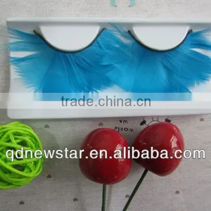 Light Blue Color Real Bird Feather Eyelash thumbnail-1