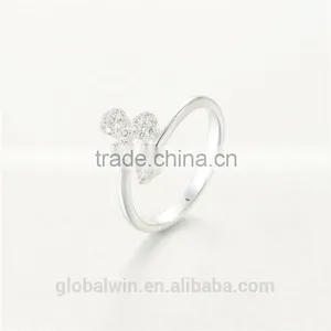 Handmade S925 Silver Good Luck Clover Clear Cz Stone Wedding Ring thumbnail-2