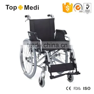 Rehabilitation Therapy Supplie Topmedi Manual Folding Aluminum Wheelchair Sales of Used Wheelchair thumbnail-1