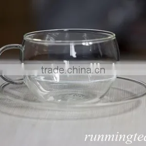 Borocilicate Western Style Tea Cup With Glass Saucer Glass Tea Cup 140cc/cup thumbnail-1