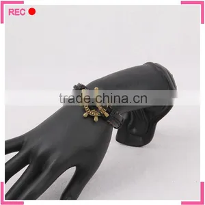 Bulk Custom Bracelet With Metal Decoration, Adjustable Black Bracelets thumbnail-2