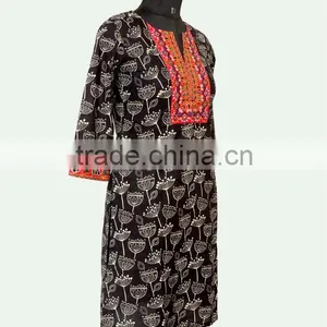 Black Embroidery Ladies Kurtis thumbnail-3