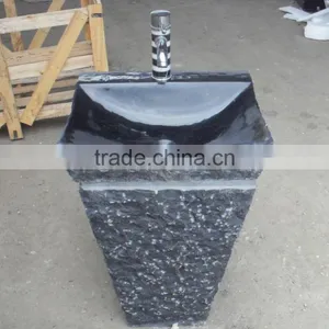 Nero Marquina Marble Pedestal Sink Free Standing Sink thumbnail-4