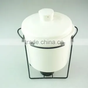 White Ceramic Soup Tureen Soup Bowl With Iron Stand in Stock thumbnail-1
