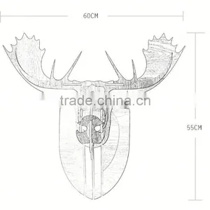Latest Design Wood Craft Moose Head Wall Hanging Decoration thumbnail-5