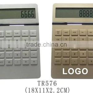 Plastic Desktop Electronic Logo Printed Calculator With Led Light thumbnail-1