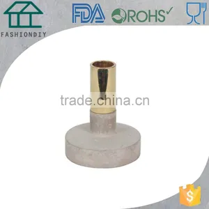 High Quality Gold Plated Metal Candlestick With Concrete Base thumbnail-1