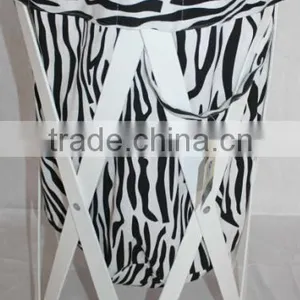 Zebra Pattern Collipsible Laundry Clothes Basket Net thumbnail-1