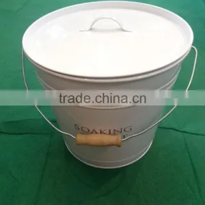 Enamel Wooden Handle Coal Hod/fire Tools/BBQ Wood Collector/Portable High Quality Ash/Ice/coal Bucket/pails Ice Bucket With Lid thumbnail-1