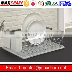 Single Chrome Dish Drainer With Plastic Tray and Cultery thumbnail-1