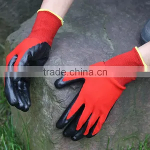 NMSAFETY Red Polyester Liner Nitrile Dipped Gloves thumbnail-1