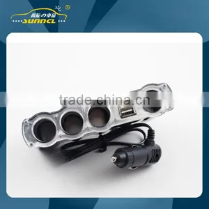 2015 Double USB Car Cigarette Lighter Adapter 4 Socket With CE Certification for IPhone , Tablet , Samsung thumbnail-1