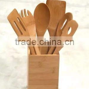 Bamboo Utensil Holder With 6pcs Tools thumbnail-1