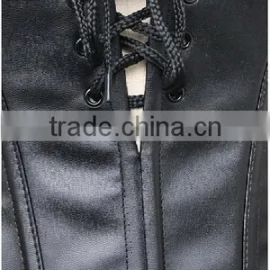 Hot Sale Women's Steampunk Gothic Faux Leather Bustier Corset With Lace Skirt thumbnail-3