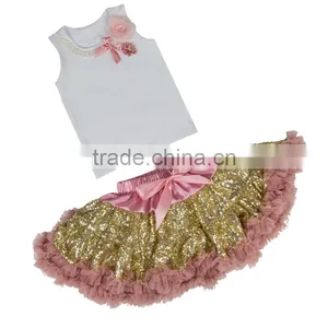 Princess Baby Girls Tops Designs Sequin Skirt Boutique Outfits for Baby Girl thumbnail-6