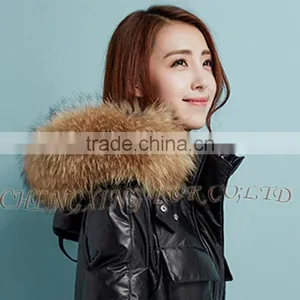 CX-A-01D Colorful Super Quality Big Real Raccoon Fur Trim For Hood thumbnail-2