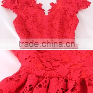 Maxnegio Fashion Red Lace Junior Bradesmaid Dress thumbnail-5
