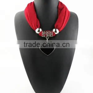 Mix Colors Alloy Heart Pendant Scarves Jewelry Custom Own Pendant Costume Scarves Women Wrap Necklace Scarves thumbnail-3