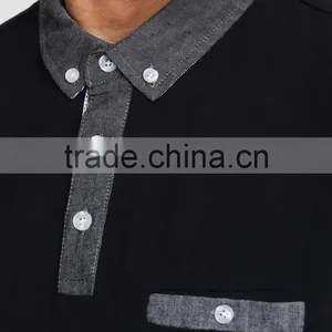 MGOO 100% Cotton Polo Shirts For Men Color Combination Collar Design Polo Shirt With Chest Pocket thumbnail-5