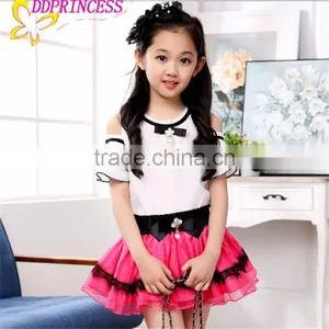 Fashion Lace Big Bow Ball Gown Girls Two-piece Dress Princess Dress for Children thumbnail-1