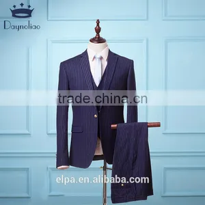 Daynoliao 2016 Latest Design Navy Stripe Slim Fit Wholesale 3 Pieces Men's Suits thumbnail-1
