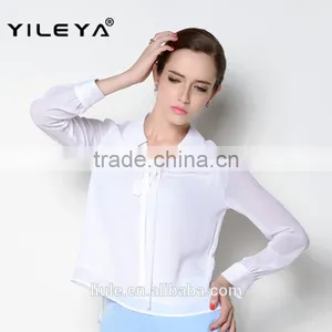 Cute Collar Designed Fashionable Casual Long Sleeve Women Fashion Blouse Shirts thumbnail-3