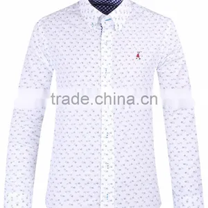 2017 New Trend Print Men Long Sleeve Button-down Collar Slim Fit Shirt With Contrast Collar and Cuff thumbnail-2